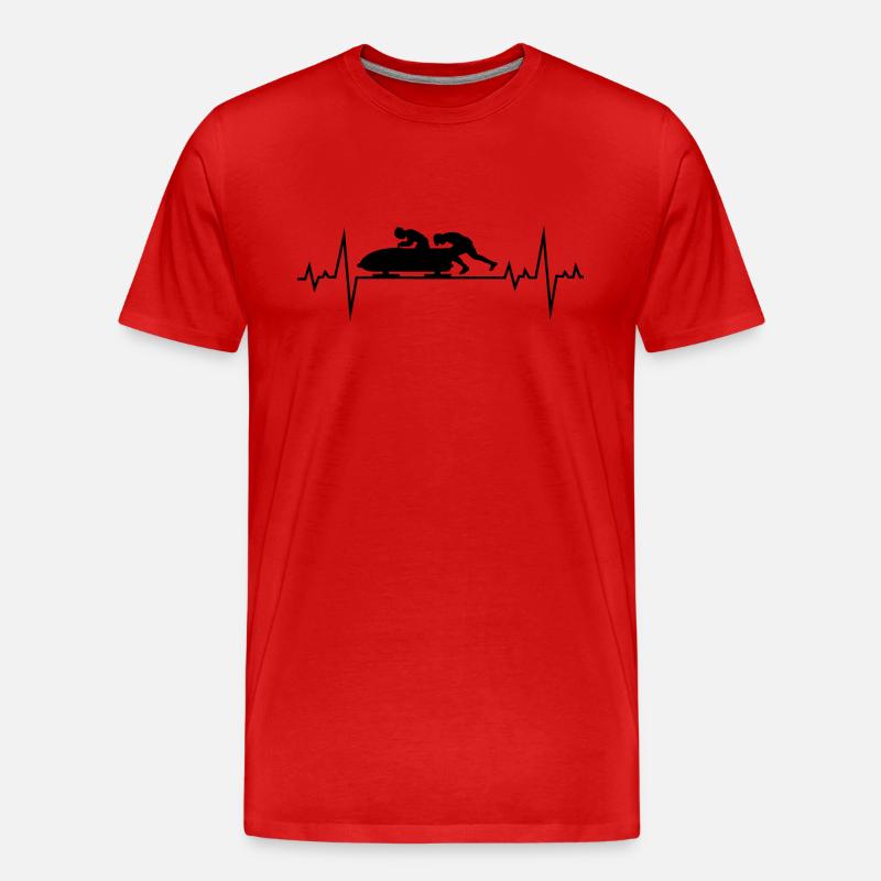 Bobsleigh Bobsled Racing Bobsleighing Heartbeat - Men's Premium Organic T-Shirt - red