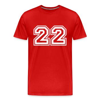 22 Numéro de numéro - T-shirt bio Premium Homme - rouge - Devant - Damien (186cm)