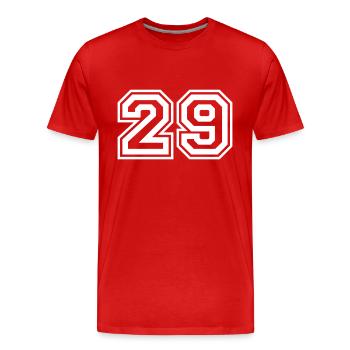29 Numéro de numéro - T-shirt bio Premium Homme - rouge - Devant - Damien (186cm)