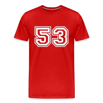 53 Number number - Men's Premium Organic T-Shirt - red - Front - Damien (186cm)