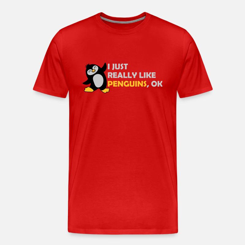 I just like penguins - Men's Premium Organic T-Shirt - red