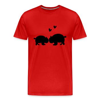 Panda Liebe Liebespaar Tier Tiere - Männer Premium Bio T-Shirt - Rot - Vorne - Damien (186cm)