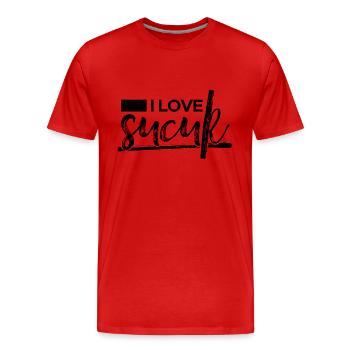 I Love Sucuk Turkish Sausage Garlic Delicious Food - Men's Premium Organic T-Shirt - red - Front - Damien (186cm)