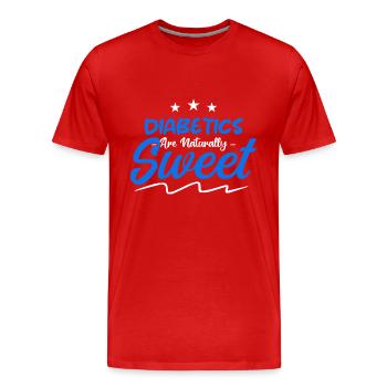 Diabetics are naturally sweet - Men's Premium Organic T-Shirt - red - Front - Damien (186cm)