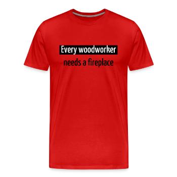 safety helmet cabinetmaker job woodworker jokes - Men's Premium Organic T-Shirt - red - Front - Damien (186cm)