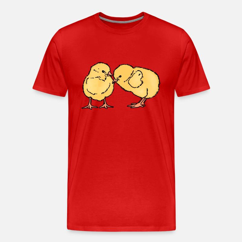 Zwei süsse Küken - Männer Premium Bio T-Shirt - Rot