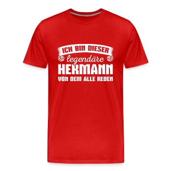 Hermann Vorname Geschenk - Männer Premium Bio T-Shirt - Rot - Vorne - Damien (186cm)