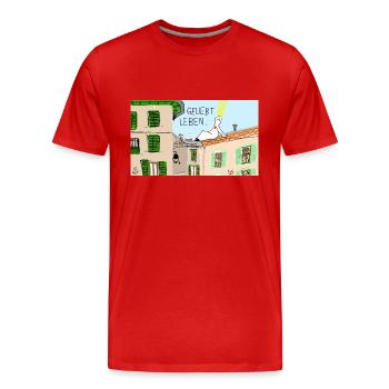 Geliebt leben. - Männer Premium Bio T-Shirt - Rot - Vorne - Damien (186cm)