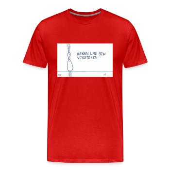 Haben und Sein verstehen. - Männer Premium Bio T-Shirt - Rot - Vorne - Damien (186cm)