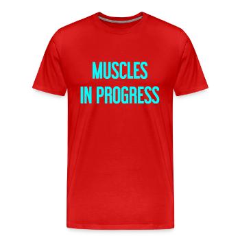 Muscles in Progress - Men's Premium Organic T-Shirt - red - Front - Damien (186cm)
