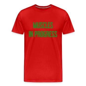 Muscles in Progress - Men's Premium Organic T-Shirt - red - Front - Damien (186cm)