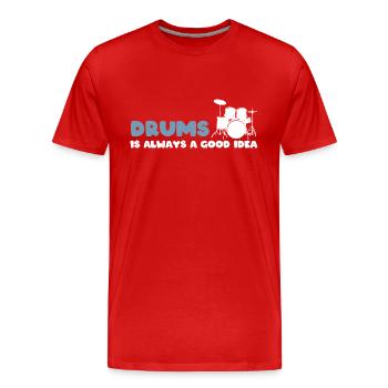 Lustiger Schlagzeuger Drummer - Männer Premium Bio T-Shirt - Rot - Vorne - Damien (186cm)