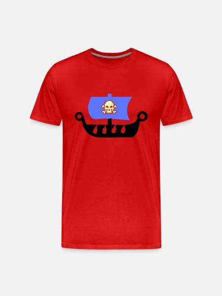 piratenschiff - Männer Premium Bio T-Shirt - Rot