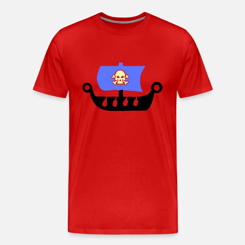piratenschiff - Männer Premium Bio T-Shirt - Rot