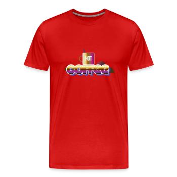 Café chaud - T-shirt bio Premium Homme - rouge - Devant - Damien (186cm)