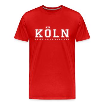 KÖLN College Style Font - Männer Premium Bio T-Shirt - Rot - Vorne - Damien (186cm)