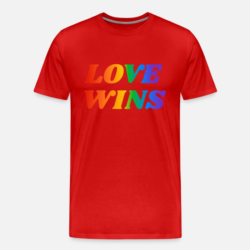 Liebe gewinnt LGBT Regenbogen Text - Männer Premium Bio T-Shirt - Rot