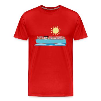 Container Ship - Men's Premium Organic T-Shirt - red - Front - Damien (186cm)