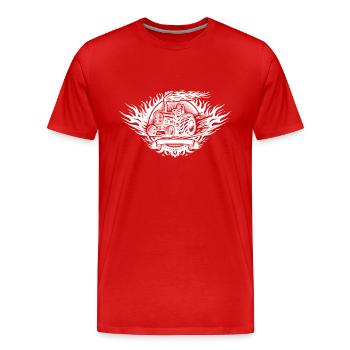 Tractor Pulling Logo - Men's Premium Organic T-Shirt - red - Front - Damien (186cm)