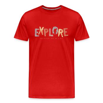 EXPLORE – adventure knows no boundaries - Men's Premium Organic T-Shirt - red - Front - Damien (186cm)