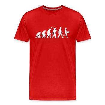 Evolution - Cheval de loisir - Équitation - Sports amusants - T-shirt bio Premium Homme - rouge - Devant - Damien (186cm)