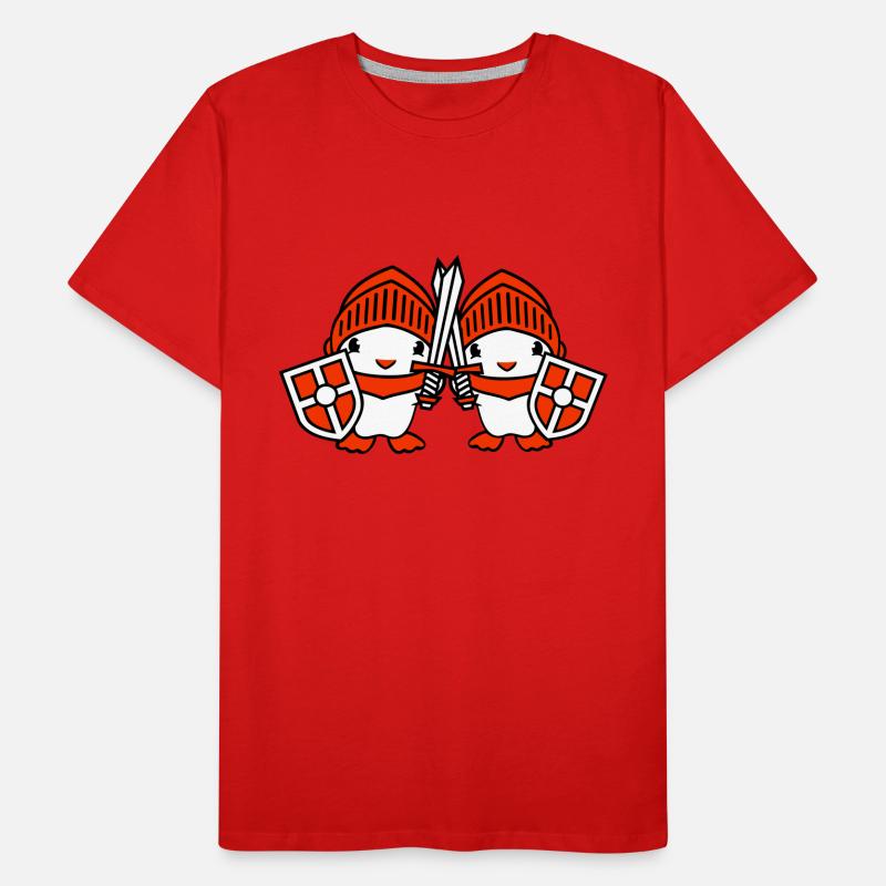 2 Ducks Knight Armor Épée Bouclier Casque Combattant T-shirt bio Premium Homme