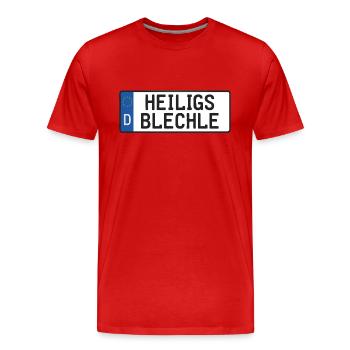 Heiligs Blechle | Typisch Schwäbisch - Männer Premium Bio T-Shirt - Rot - Vorne - Damien (186cm)