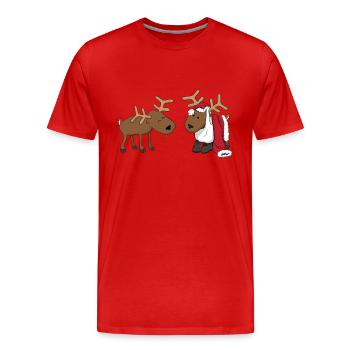 reindeer fun - Men's Premium Organic T-Shirt - red - Front - Damien (186cm)