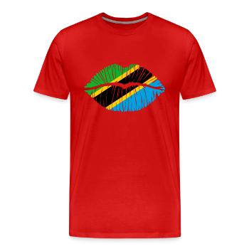 Kuss Tansania - Männer Premium Bio T-Shirt - Rot - Vorne - Damien (186cm)