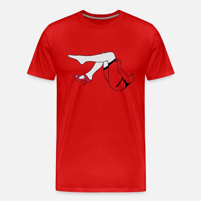 Frau Beine_d1 - Männer Premium Bio T-Shirt - Rot
