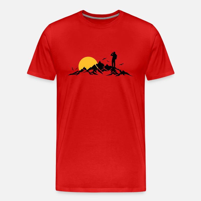 Natur - Berge Wanderer - Männer Premium Bio T-Shirt - Rot