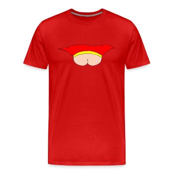 Flying Bum (Gesicht auf) - kein Text - Männer Premium Bio T-Shirt - Rot - Vorne - Damien (186cm)