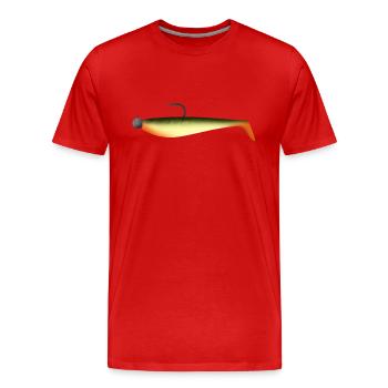 Poisson en caoutchouc de pêche aux appâts souples - T-shirt bio Premium Homme - rouge - Devant - Damien (186cm)