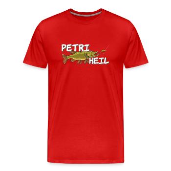 Petri Heil Anglergruß - Kinder Angeln Hecht - Männer Premium Bio T-Shirt - Rot - Vorne - Damien (186cm)