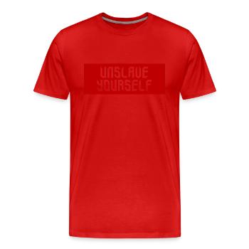 unslave yourself - Men's Premium Organic T-Shirt - red - Front - Damien (186cm)