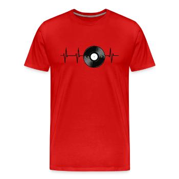 Herzfrequenz Schallplatte - Männer Premium Bio T-Shirt - Rot - Vorne - Damien (186cm)