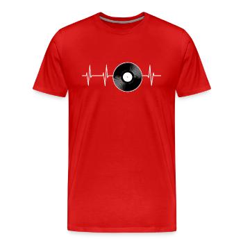 Schallplatte Herzfrequenz - Männer Premium Bio T-Shirt - Rot - Vorne - Damien (186cm)