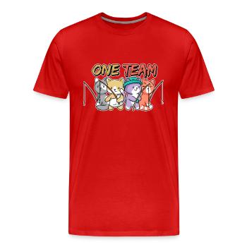 team family cat fishing work colleagues angler - Men's Premium Organic T-Shirt - red - Front - Damien (186cm)