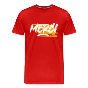 Merci - T-shirt bio Premium Homme - rouge - Devant - Damien (186cm)