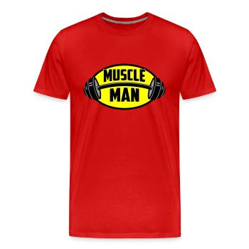 Farben änderbar | Muscle Man Logo - Männer Premium Bio T-Shirt - Rot - Vorne - Damien (186cm)