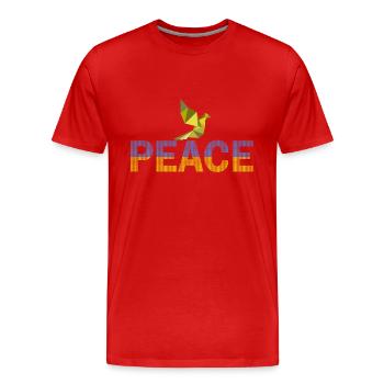 Peace Dove Dot Design - Männer Premium Bio T-Shirt - Rot - Vorne - Damien (186cm)