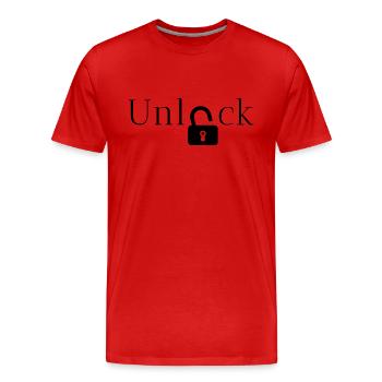 unlock gift idea - Men's Premium Organic T-Shirt - red - Front - Damien (186cm)
