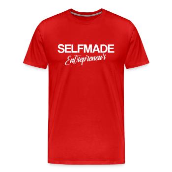 Selfmade Entrepreneur, dark print - Men's Premium Organic T-Shirt - red - Front - Damien (186cm)