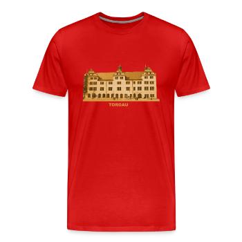 Hôtel de ville de Torgau Elbe Saxe du Nord - T-shirt bio Premium Homme - rouge - Devant - Damien (186cm)