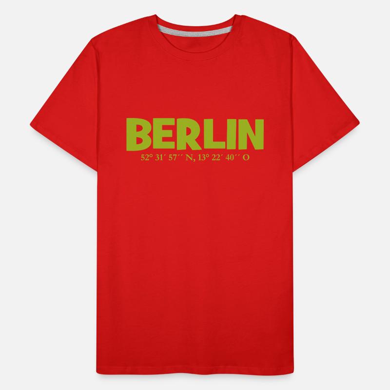 Berlin coordinates - Latitude - Longitude Men's Premium Organic T-Shirt