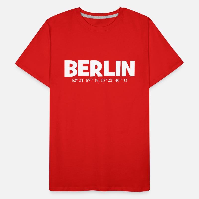 Berlin coordinates - Latitude - Longitude Men's Premium Organic T-Shirt