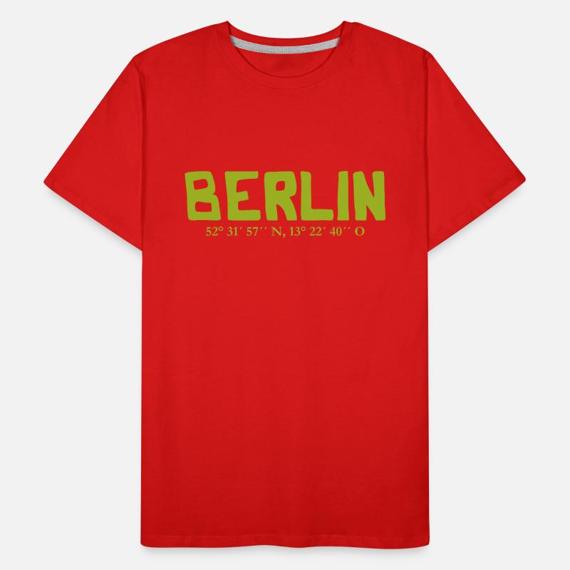Berlin coordinates - Latitude - Longitude Men's Premium Organic T-Shirt