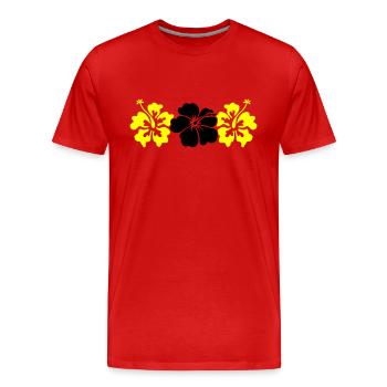 Hibiskus Flowers - Männer Premium Bio T-Shirt - Rot - Vorne - Damien (186cm)
