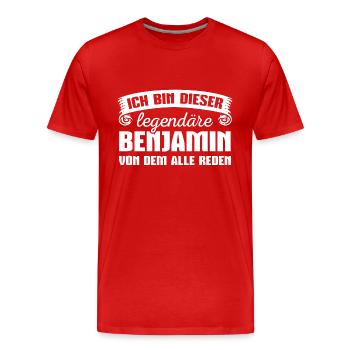 Benjamin Vorname Geschenk - Männer Premium Bio T-Shirt - Rot - Vorne - Damien (186cm)