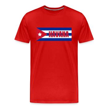 La Havane dans le drapeau cubain - T-shirt bio Premium Homme - rouge - Devant - Damien (186cm)